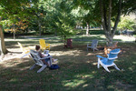 Socially Distanced Adirondack Chair Seating and Work Spaces by Tobin Chin